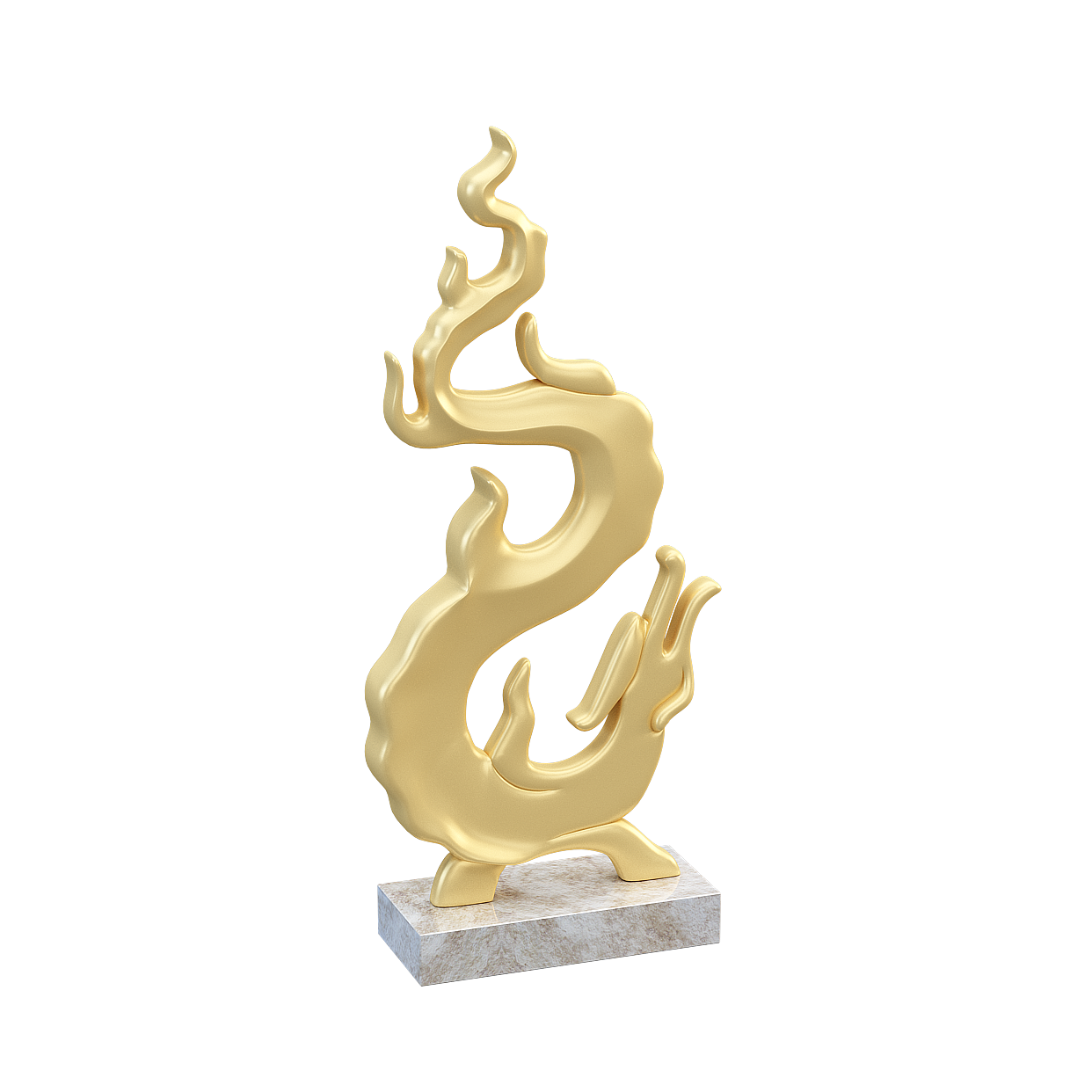 Elegant Golden Flame 3D Model – High Detail Gold Texture