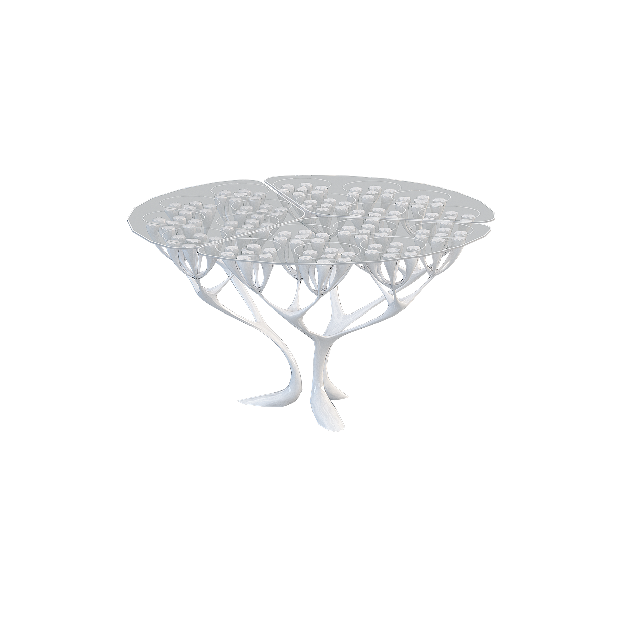 Futuristic Wisdom Tree 3D Model – Metallic Low-Poly Design