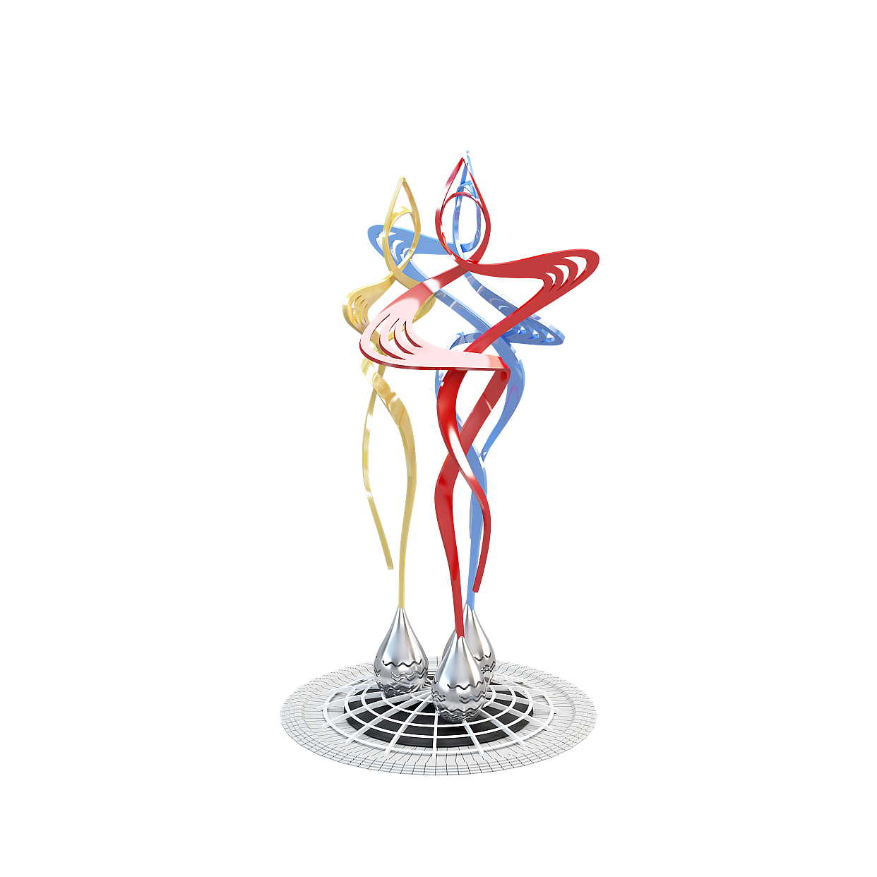 Glowing Dancer 3D Model – Low-Poly Vibrant Ribbon Design