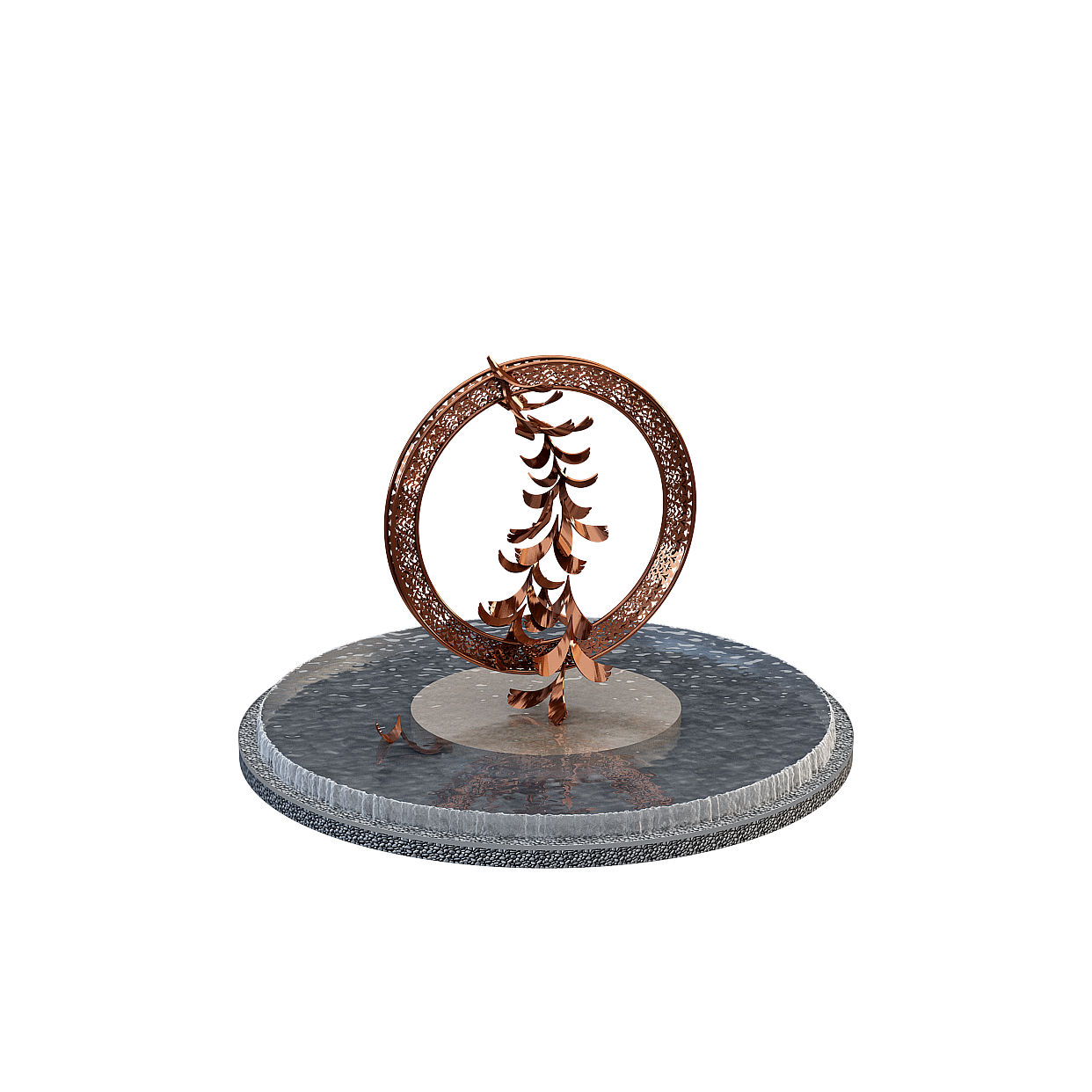 Spiral Tree 3D Model – Low Polygon Copper Design