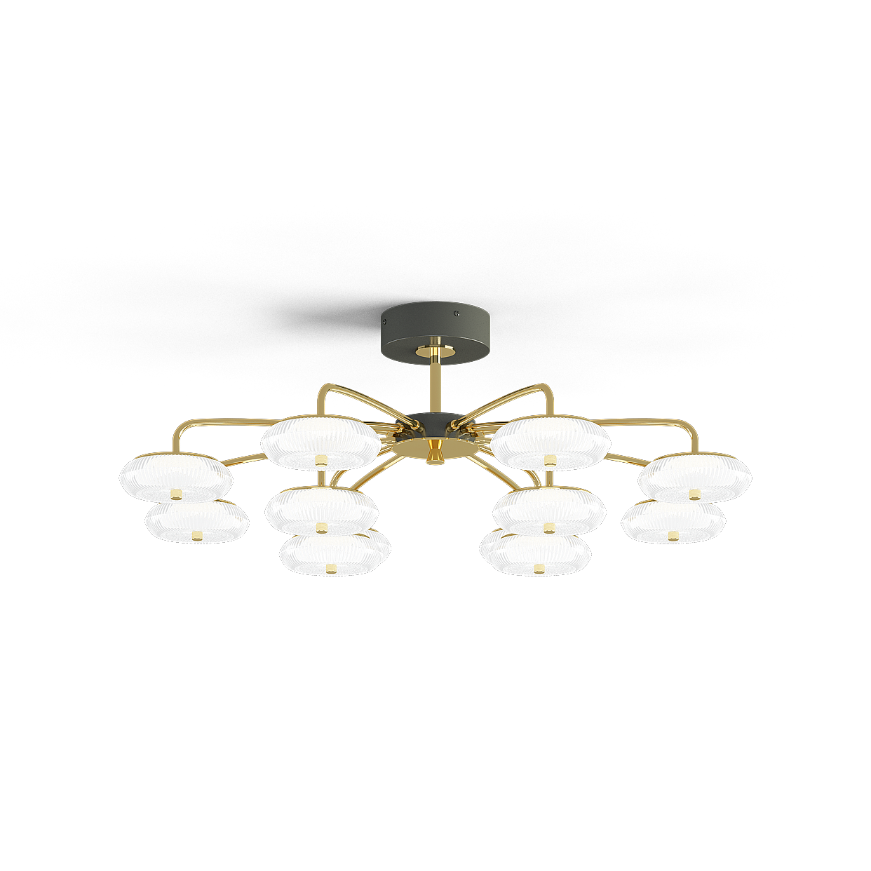 Elegant Polyhedral Chandelier 3D Model – Gold & Glass