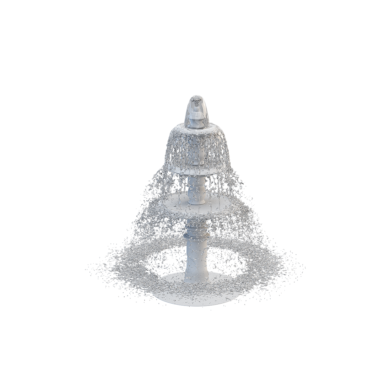 Disintegrating Fountain 3D Model – Sleek Silver-Gray Design