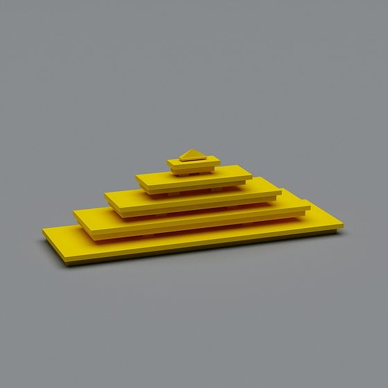 Step Pyramid 3D Model – Vibrant Yellow Geometric Design
