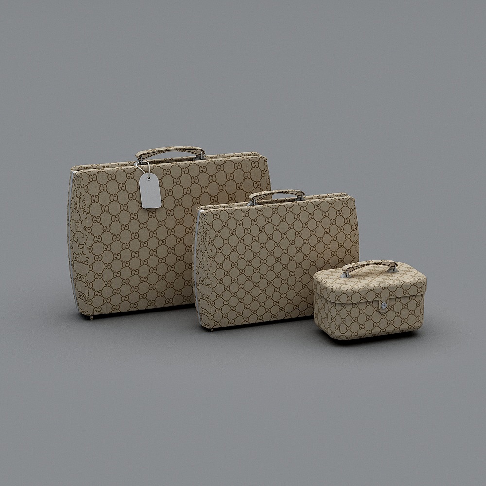 Vintage Chic Luggage Set 3D model