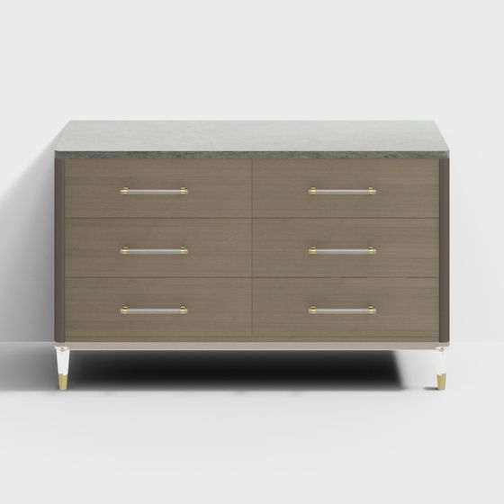 Elegant Low-Polygon Chest of Drawers 3D model