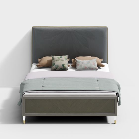Stylish Modern Bed 3D model for Contemporary Interiors