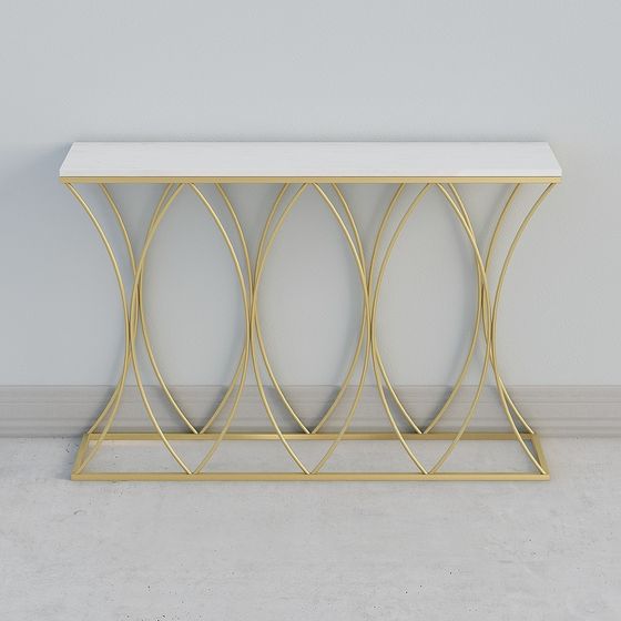 Sleek Golden Accent Table 3D Model