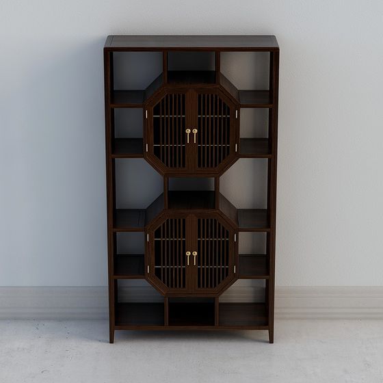 Eastern Aesthetic Rhythm Bookshelf 3D model