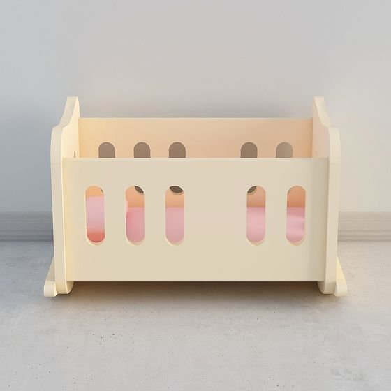 Elegant Low Poly Baby Crib 3D model