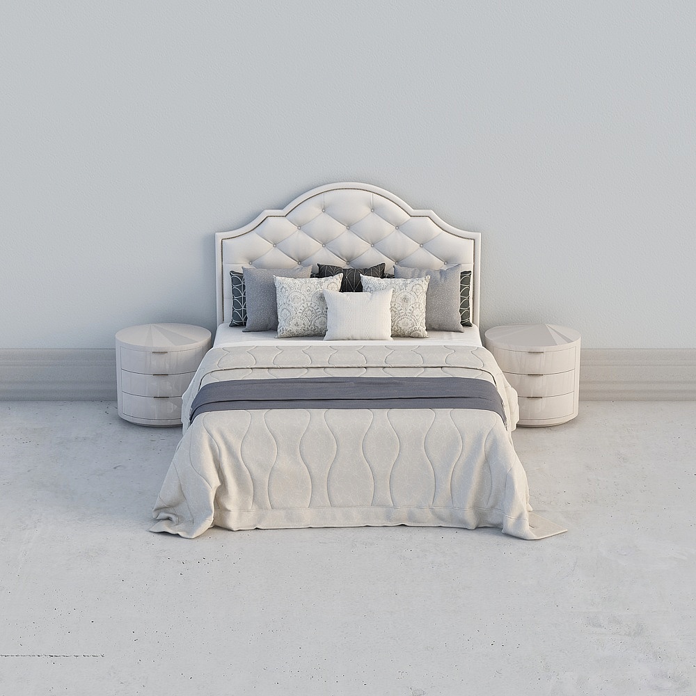 Letto doppio in tessuto francese