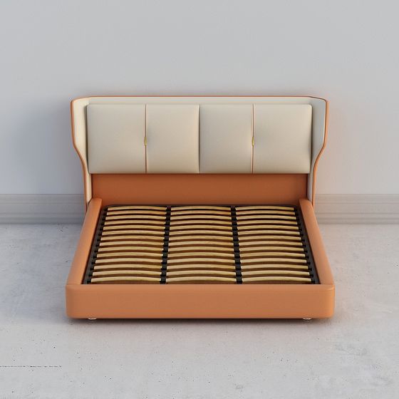 Elegant Low-Polygon 3D Bed Frame Model