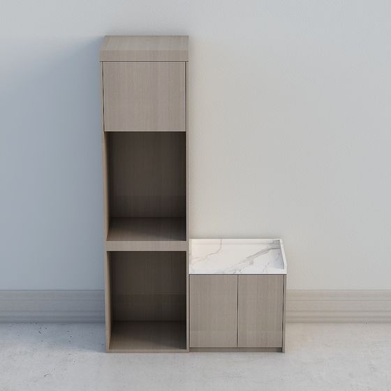 Natural Wood Color Laundry Closet 3D Model