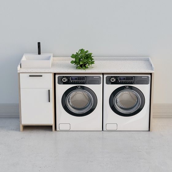 Modern Minimalist Laundry Room 3D model