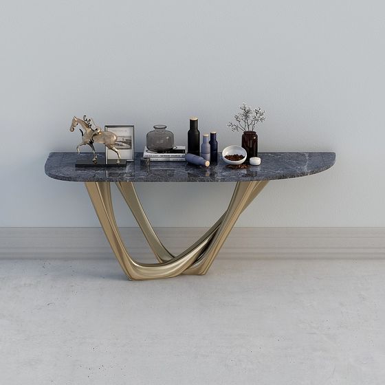 Elegant Curved Table 3D model