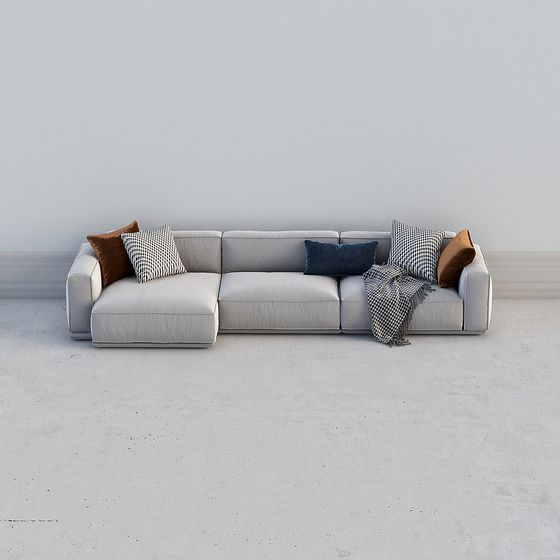 Elegant Low-Poly Sofa 3D model for Modern Spaces