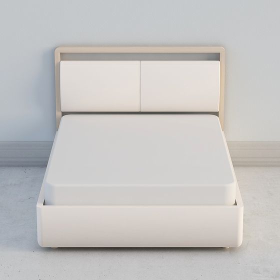 Elegant Low-Polygon Bed Frame 3D model