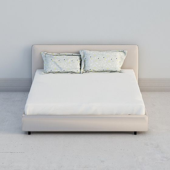 Elegant Low-Polygon Bed 3D model