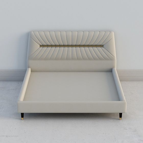 Image showcasing Modern Minimalist Bed Frame 3D Model – Low-Poly Design