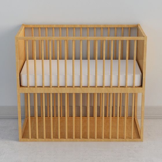 Minimalist Baby Crib 3D Model Design