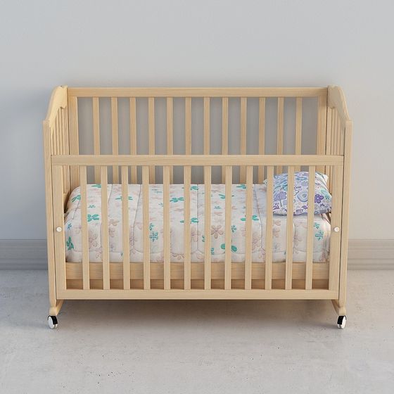 Elegant Low-Poly Baby Crib 3D model
