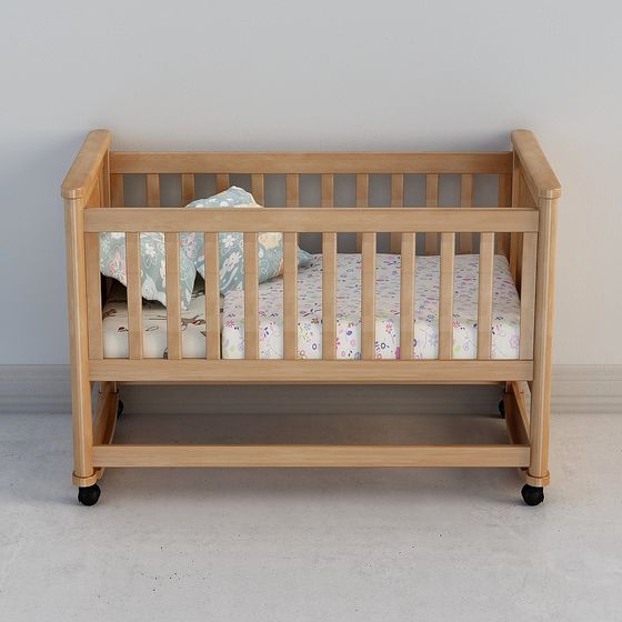 Charming Low-Poly Baby Crib 3D model