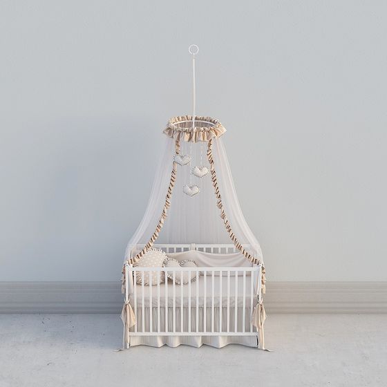 Delightful Low-Polygon Baby Crib 3D model