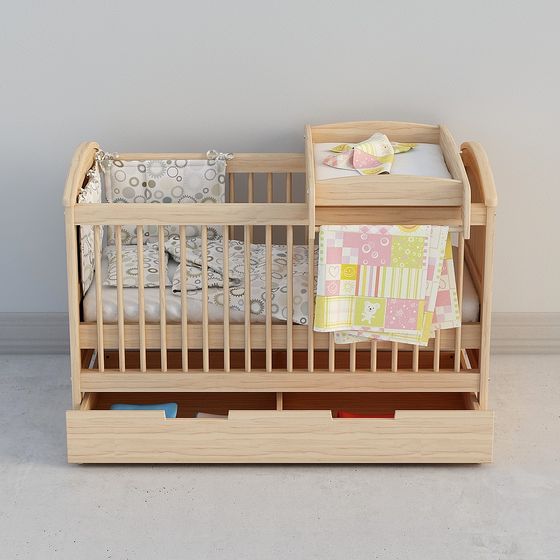 Charming Low-Poly Baby Crib 3D model