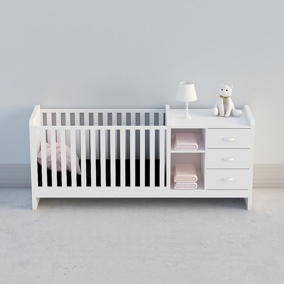 Stylish Crib and Storage Unit 3D model