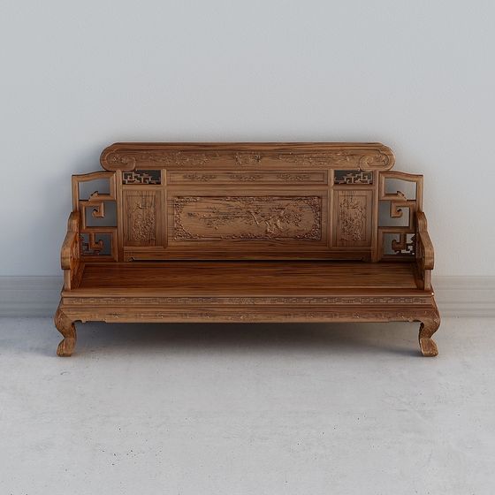 Classical Wood Carved Sofa 3D model