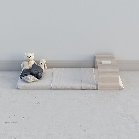 Child Bed 3D model with Low Poly Design