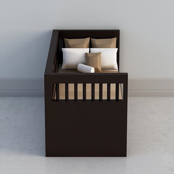 Modern Low-Polygon Bed Frame 3D model