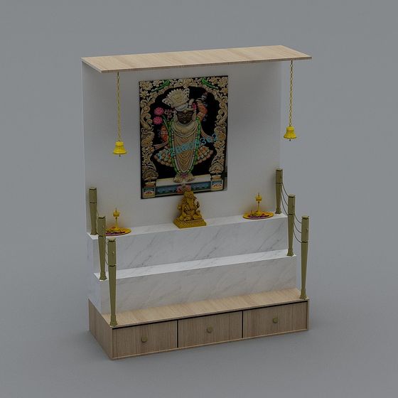 Serene Indian Shrine 3D Model