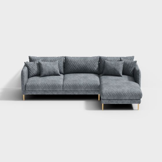Modern High-Detail Low-Polygon Sofa 3D model
