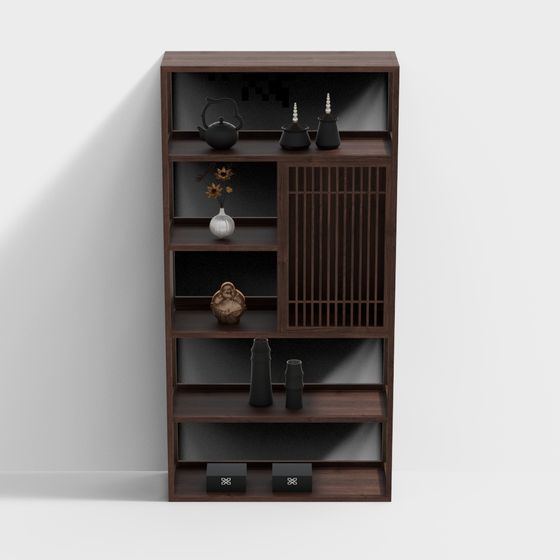 Serene Zen Bookshelf 3D Model