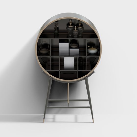 Elegant Cylinder Bookshelf 3D model