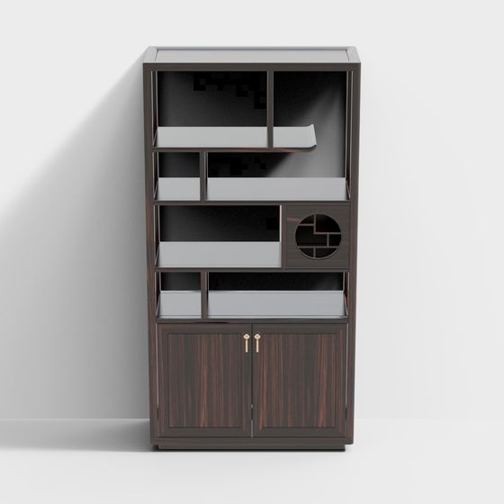 Elegant Low-Poly Bookshelf 3D model