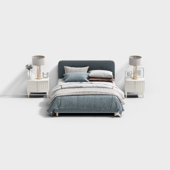 Elegant Low-Polygon Bed 3D model for Modern Interiors