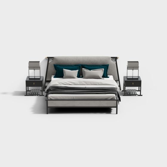 Chic Contemporary Bed Set 3D model for Modern Living