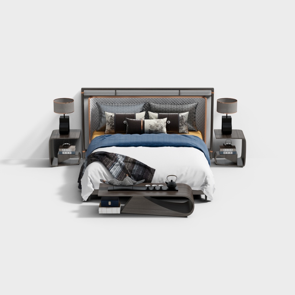 Urban Minimalist Bedroom 3D Model – Low Poly Interior