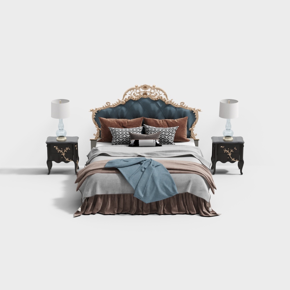 Luxurious Low-Polygon Bed 3D Model