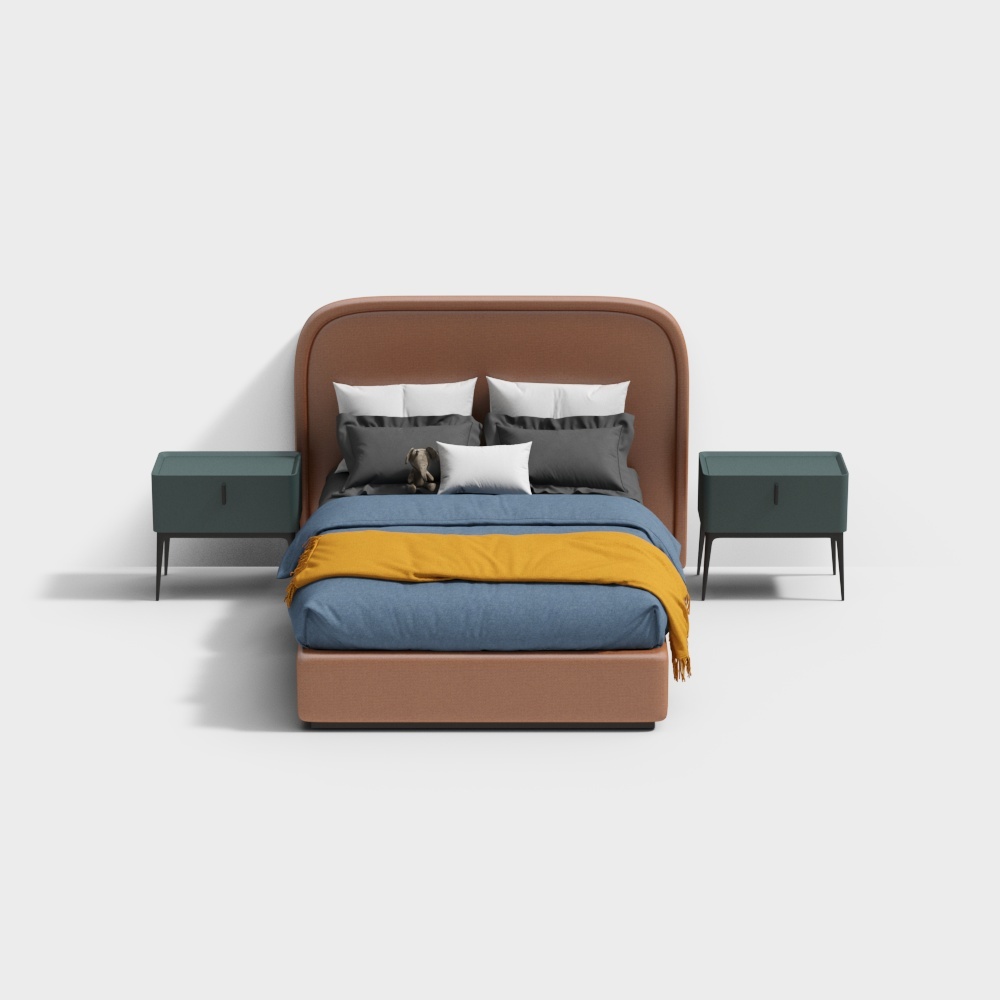 Urban Retreat Bed 3D Model – Modern Cozy Design
