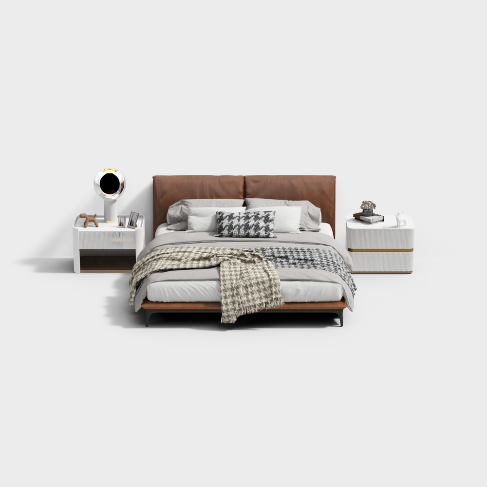 Urban Retreat Bed 3D Model – Modern Leather Design