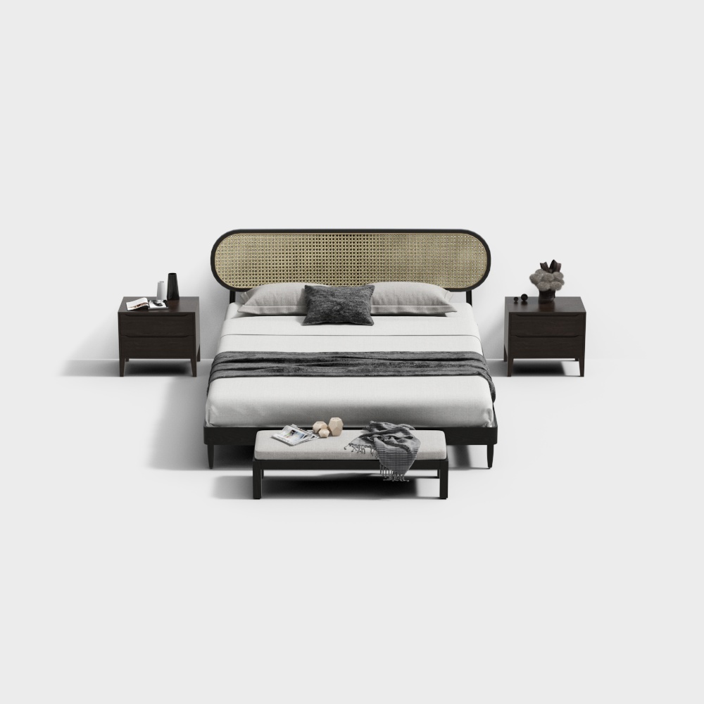 Urban Bedroom Suite 3D Model – Textured Low-Poly Design