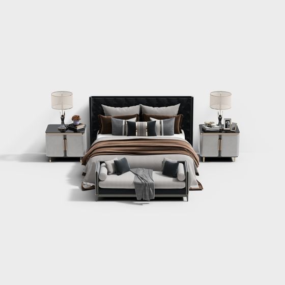 Stylish Low-Poly Bedroom Set 3D model for Modern Spaces
