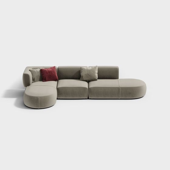 Beige L Shaped Sofa 3D Model for Modern Spaces