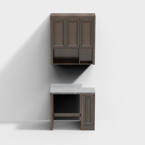 Urban Corner Desk and Cabinet Combination 3D model