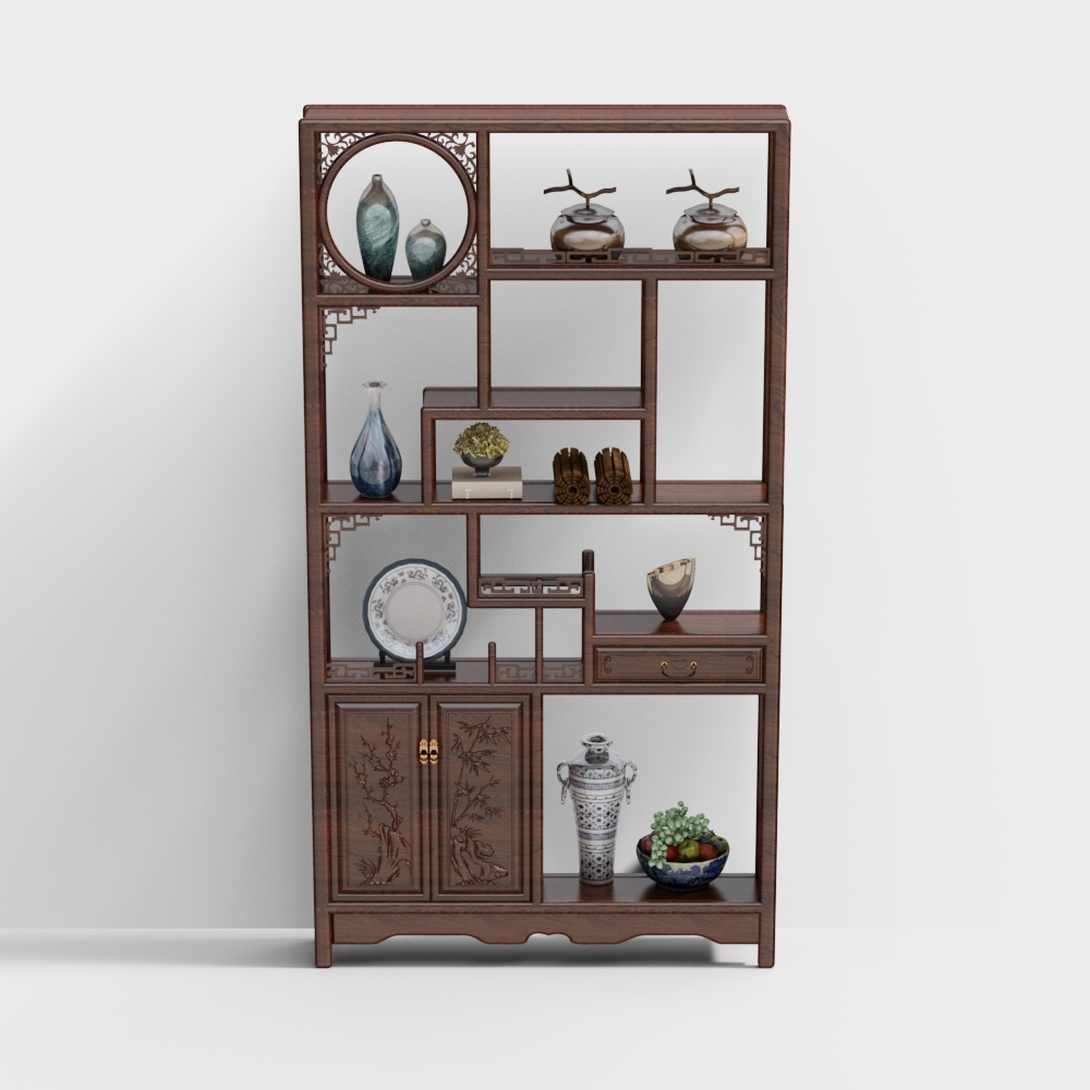 Brown Antique Shelf 3D Model