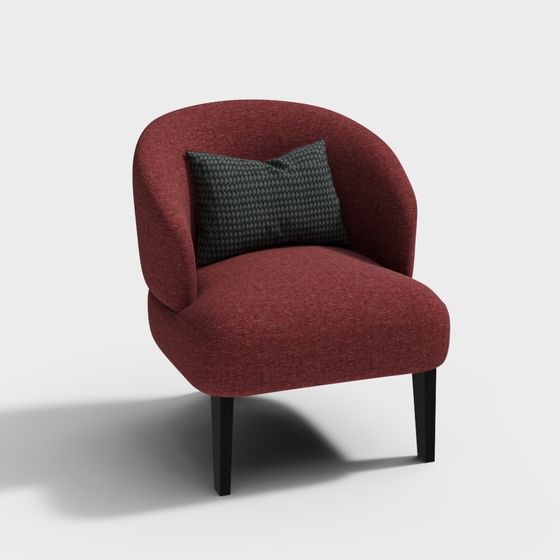 Chic Red Fabric Armchair 3D model for Modern Interiors
