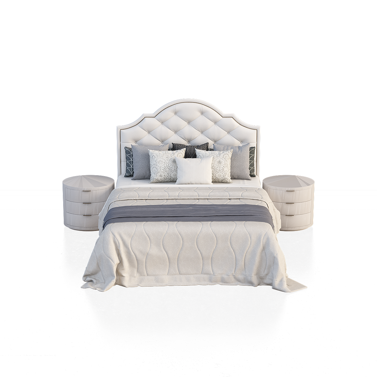 Urban Luxe Bedroom 3D Model – Low-Poly Modern Design