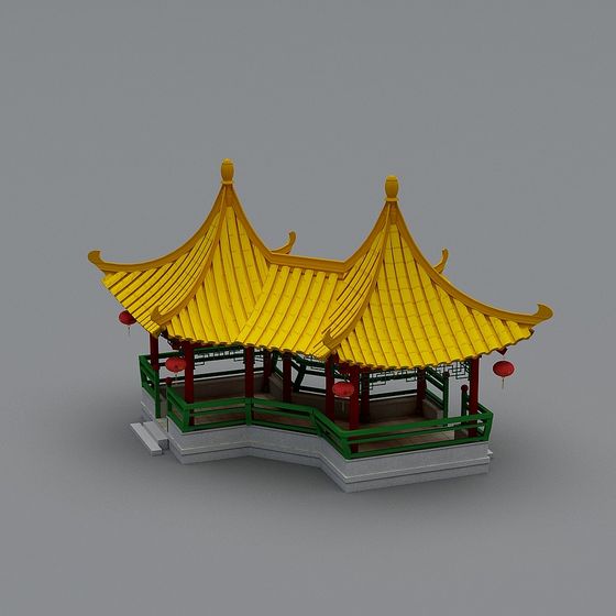 Golden Pavilion 3D model with Eastern Aesthetic